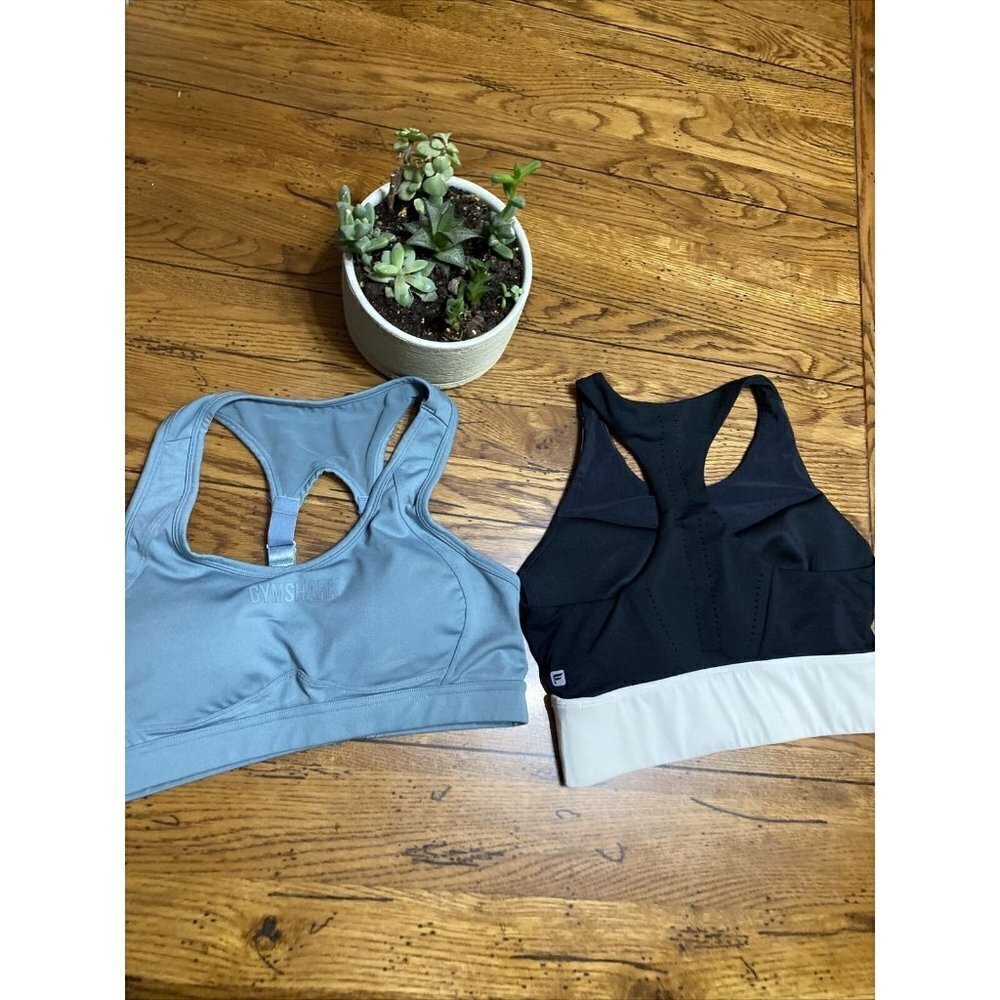 𝅺fabletics Women's Alba  High Support Bra Black/tan Gymshark Green Size Medium
